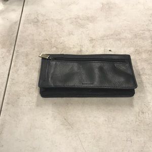 Black genuine leather hand purse